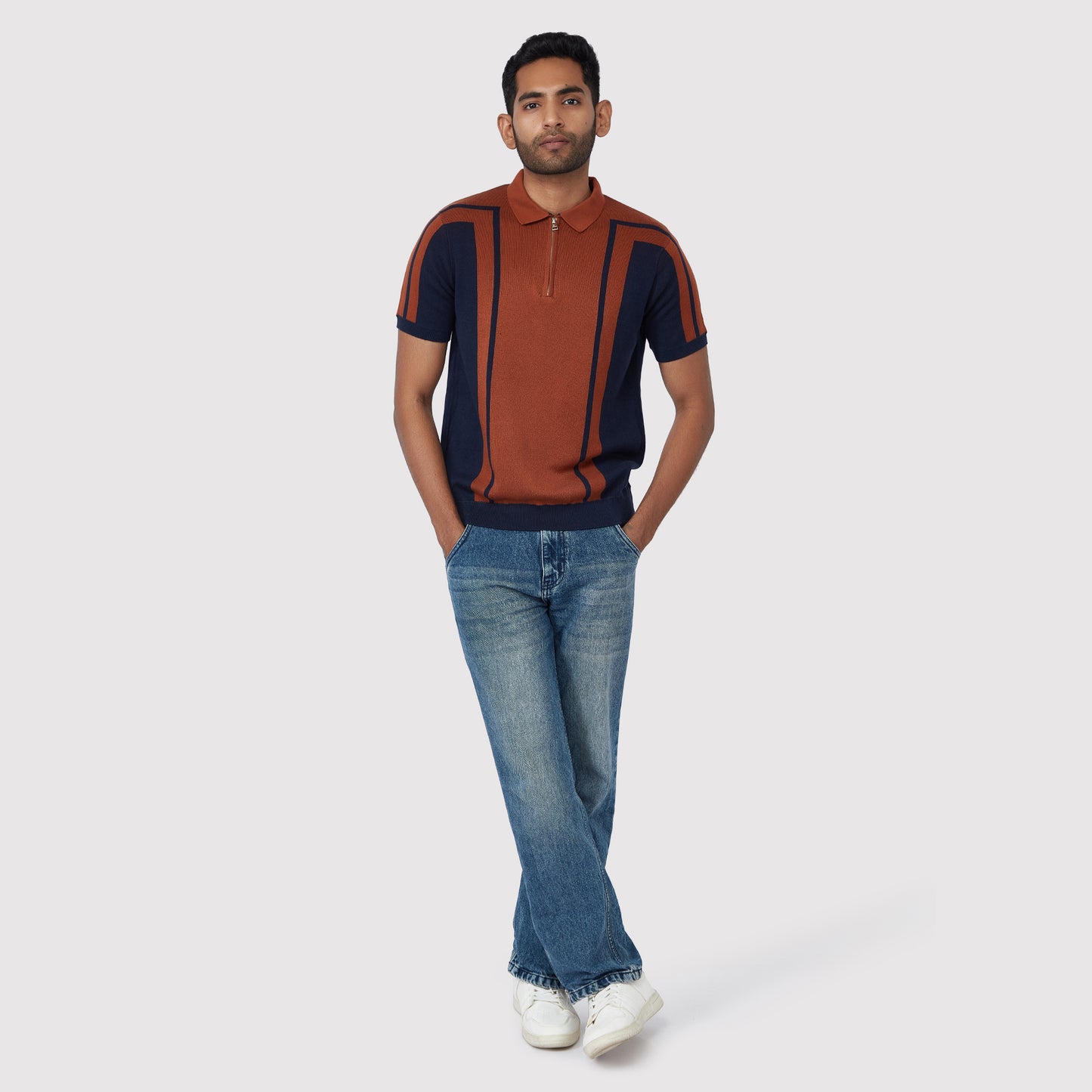 BOURBON BLOCK KNIT POLO