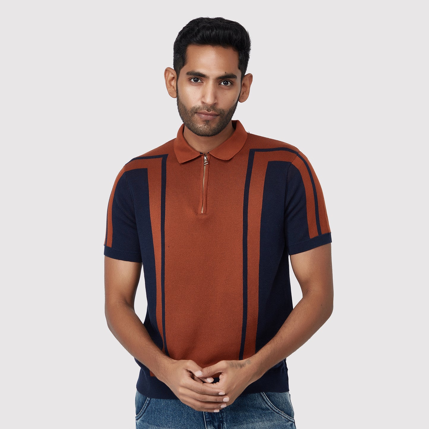 BOURBON BLOCK KNIT POLO