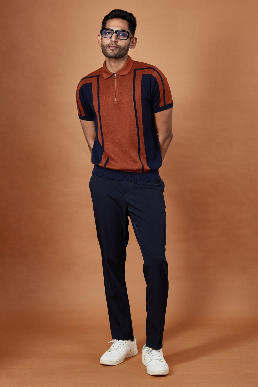 BOURBON BLOCK KNIT POLO