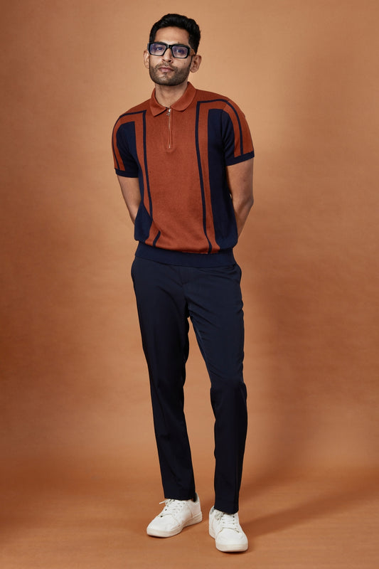 BOURBON BLOCK KNIT POLO